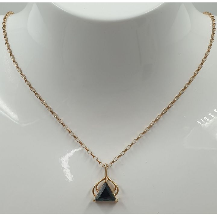 9ct Y/G Necklace & 10ct Y/G Sapphire Pendant