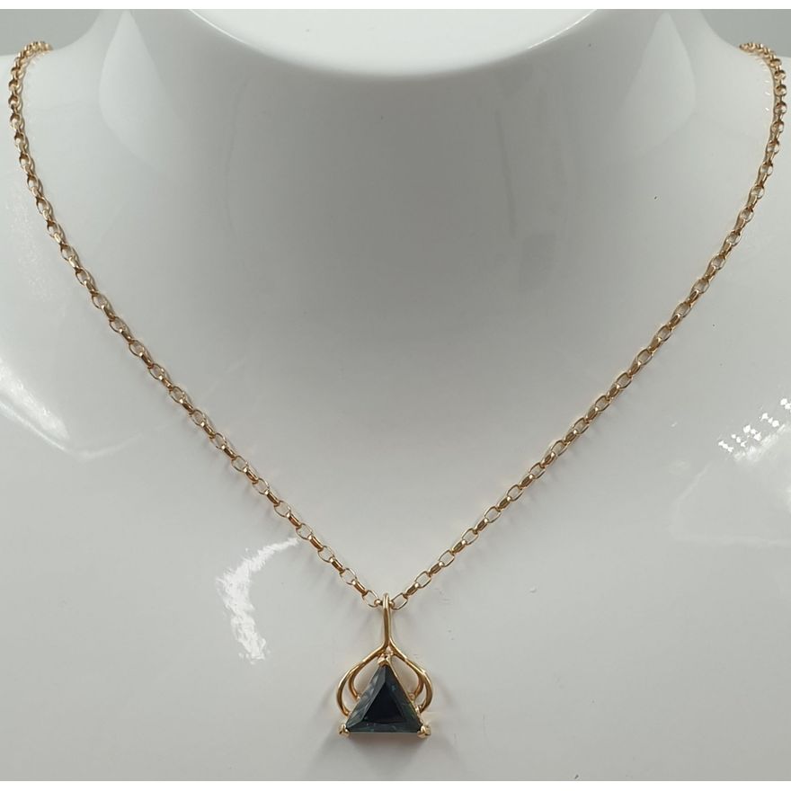 9ct Y/G Necklace & 10ct Y/G Sapphire Pendant
