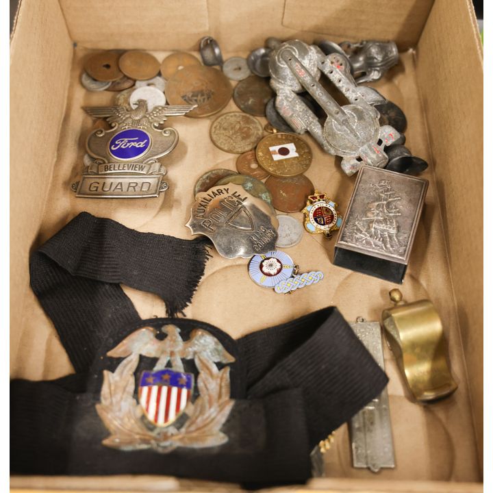 Box Old Badges & Coins etc.