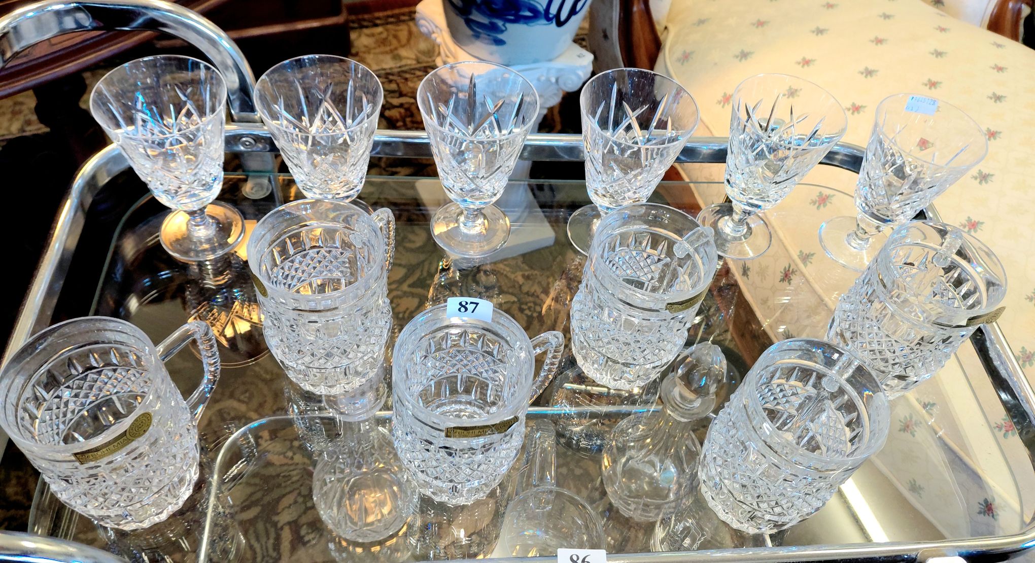 87 · TWO SETS OF SIX CRYSTAL STEMS