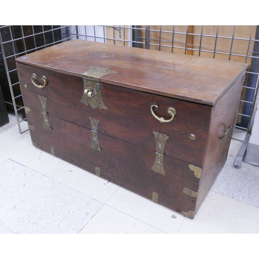 Korean Joseon Low Blanket Chest (hole drilled in back) - 20x36x17''