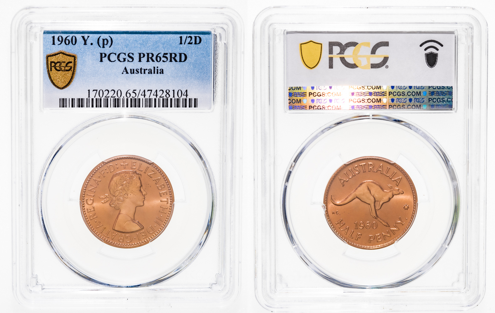 Elizabeth II, Halfpenny, 1960 Y., PR 65RD