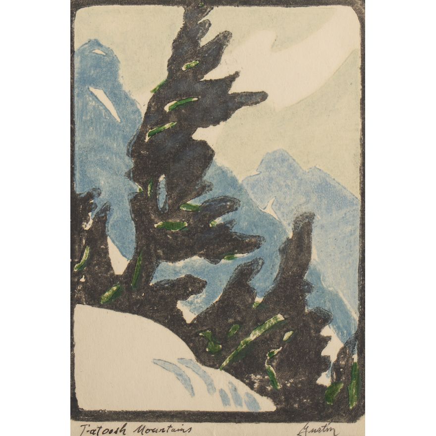 Paul Morgan Gustin ''Tatoosh Mountains'' Color Woodcut