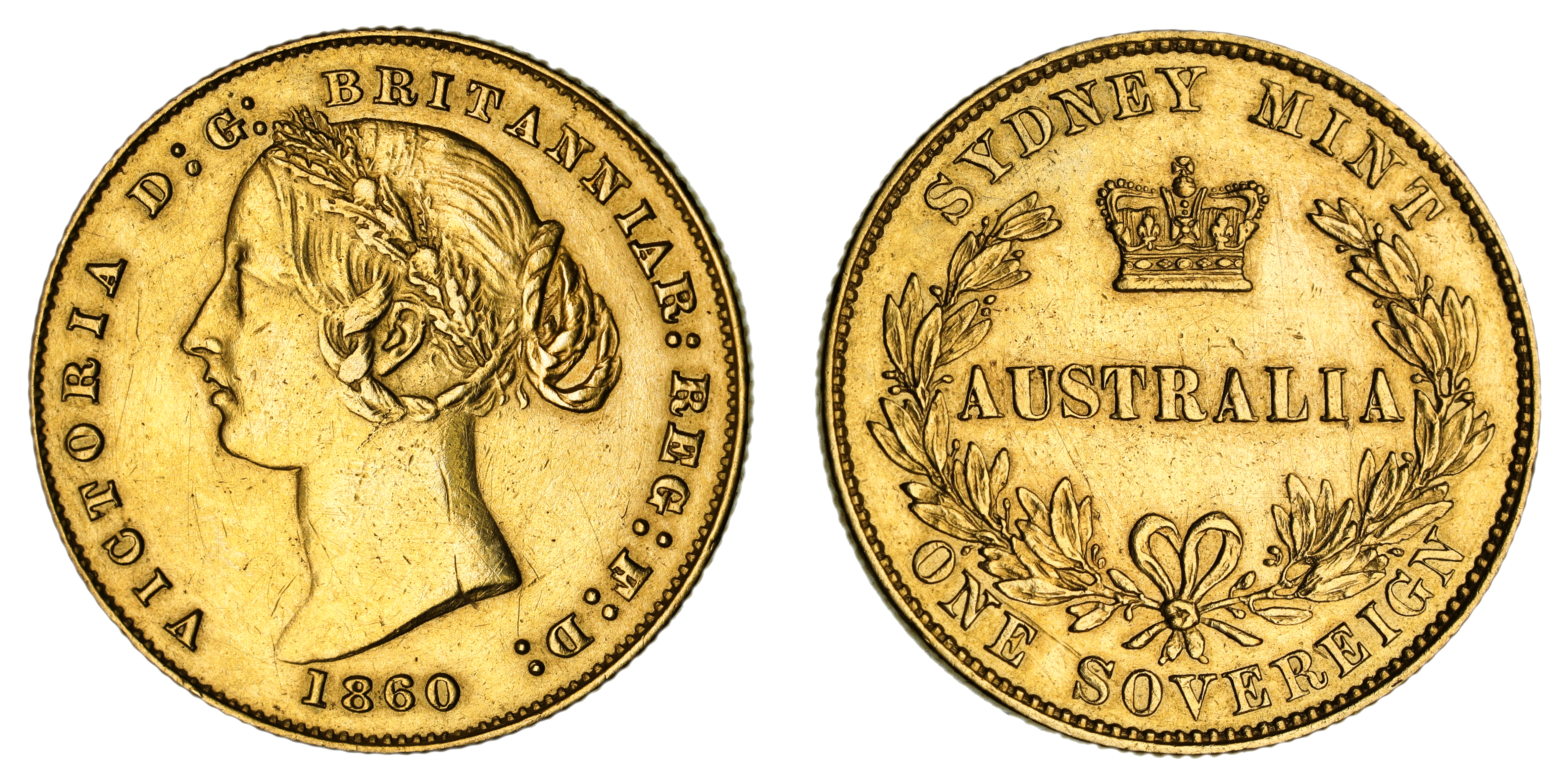 Victoria, Sydney Mint Reverse - Type II, Sovereign, 1860, EF