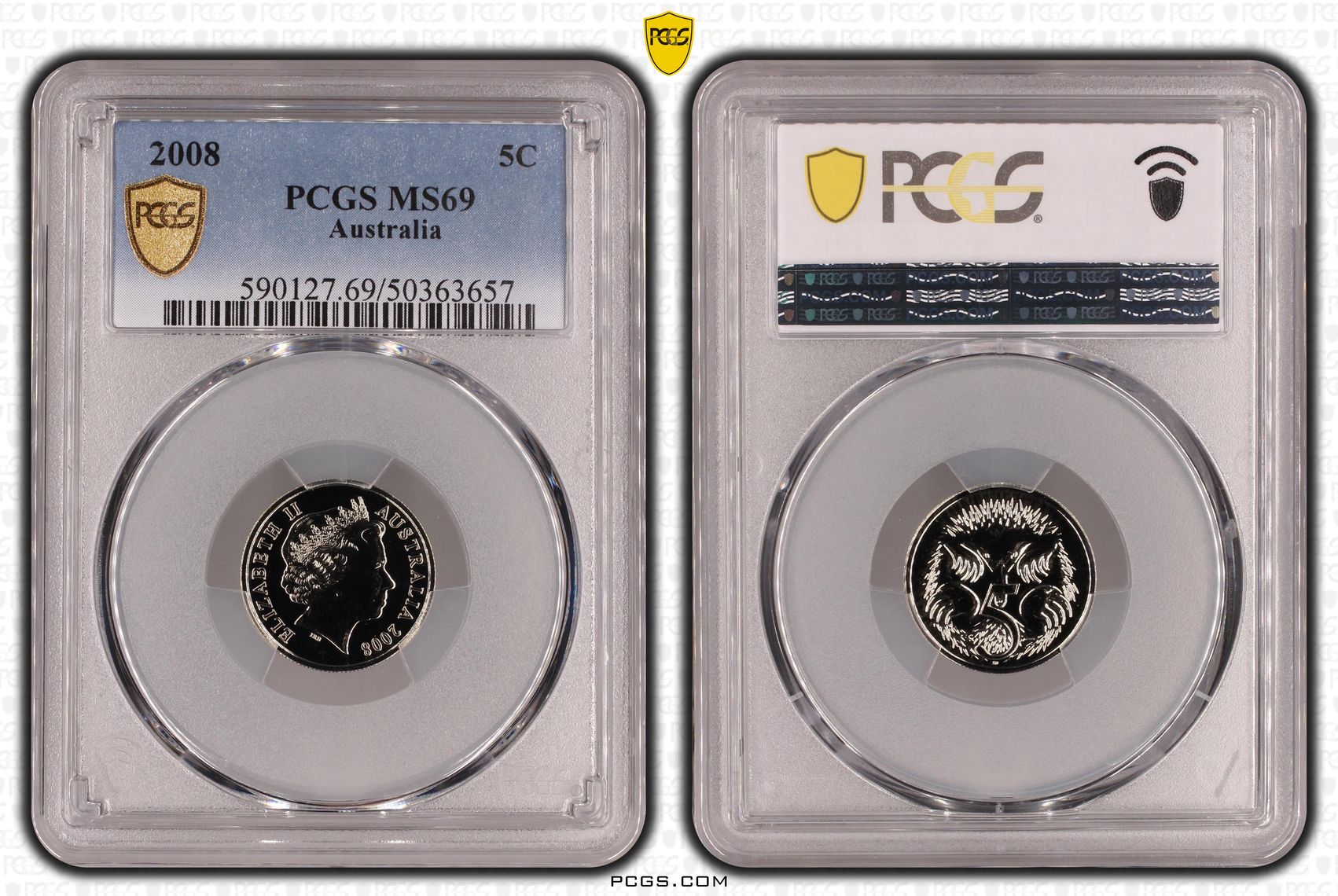 Five Cent, 2008, PCGS MS69