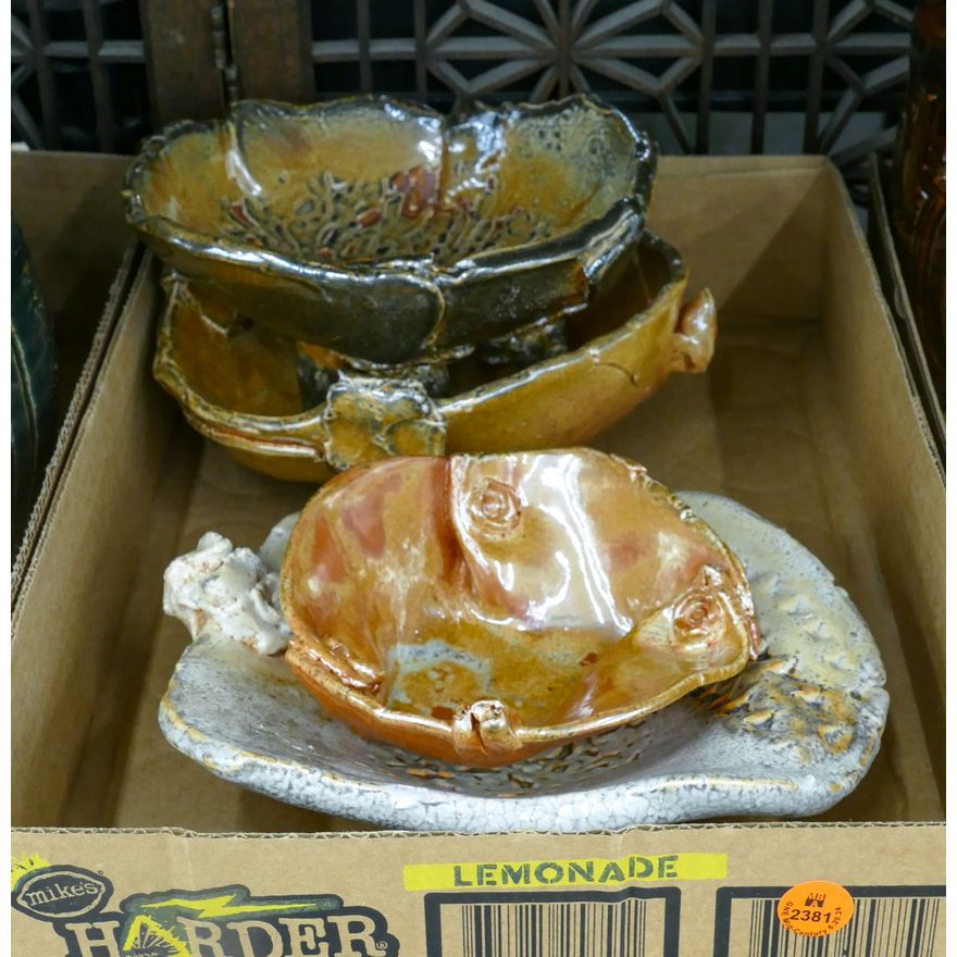 Box 4pc Ed Brannan Shino Glazed Footed Bowls