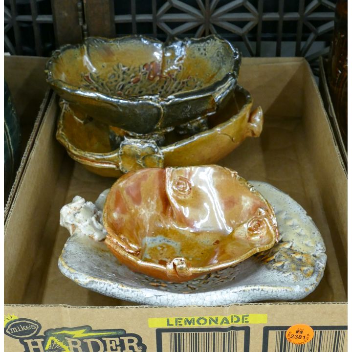 Box 4pc Ed Brannan Shino Glazed Footed Bowls