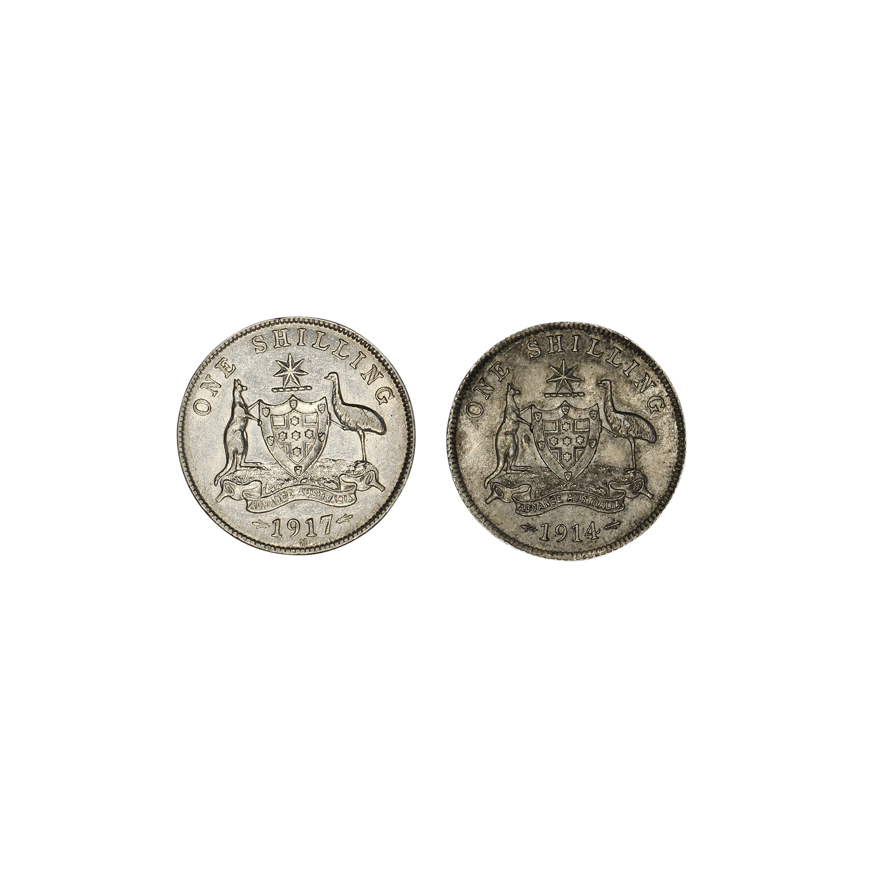 George V, Shilling, 1914 & 1917-M, gVF