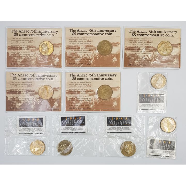 Ten Commem. Aus. $5 Coins