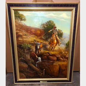 Original Cowboy Oil Painting by Bramlett