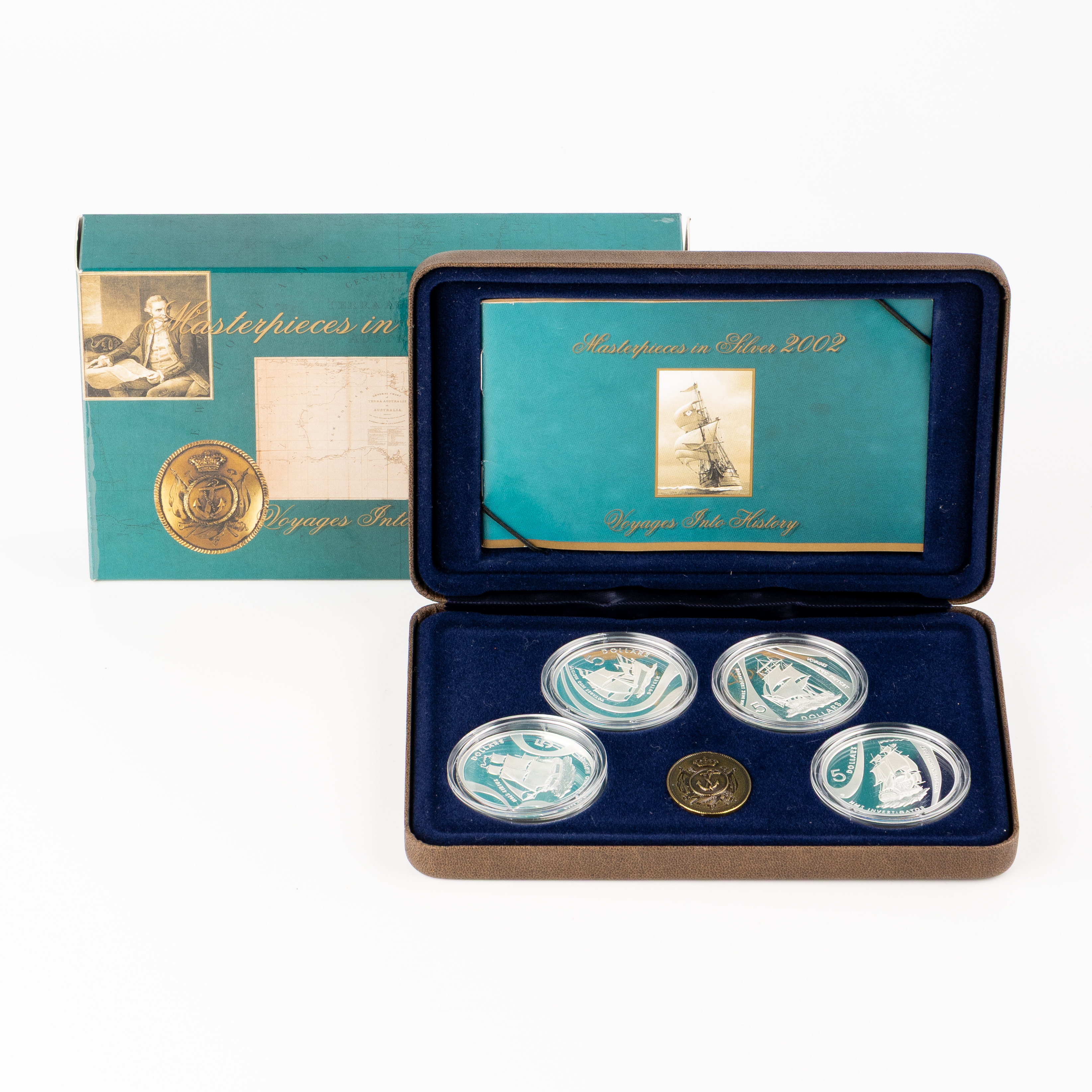 Masterpieces in Silver - Voyages into History, Five Dollars, 2002, PCGS