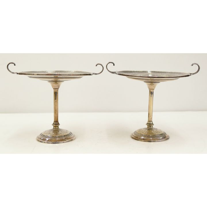 Pair International ''Wedgwood'' Sterling Handled Tazzas 6.5''
