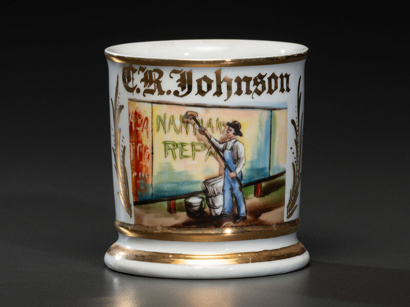 A Billboard Hanger's Porcelain Occupational Shaving Mug