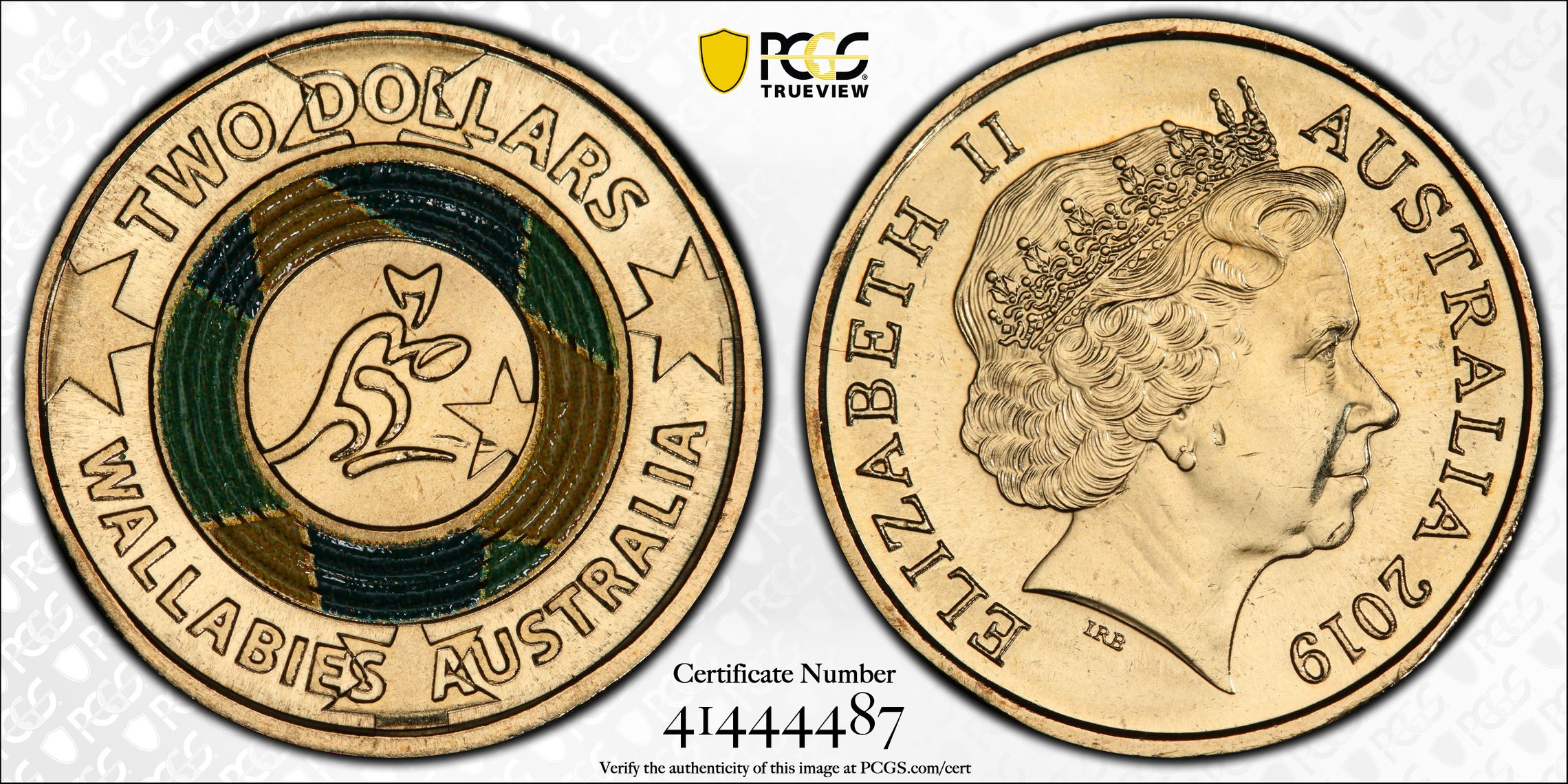 Wallabies Australia Colorized, Two Dollar, 2019, PCGS MS67