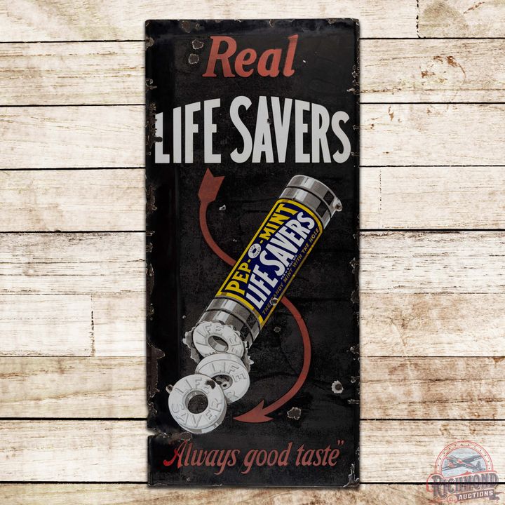 Real Life Savers "Always Good Taste" Single Sided Porcelain Highway Lighthouse Sign