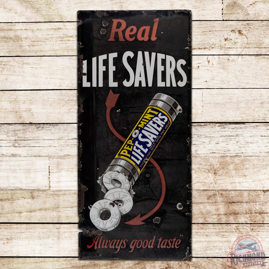 Real Life Savers "Always Good Taste" Single Sided Porcelain Highway Lighthouse Sign