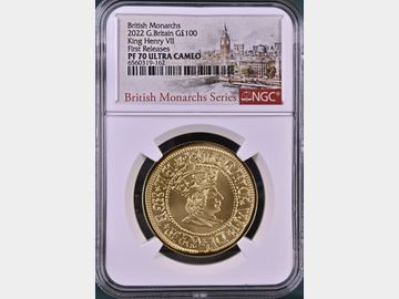 2022 ELIZABETH II BRITISH MONARCH SERIES HENRY VII GOLD 1oz PROOF £100 COIN PF70 UCAM