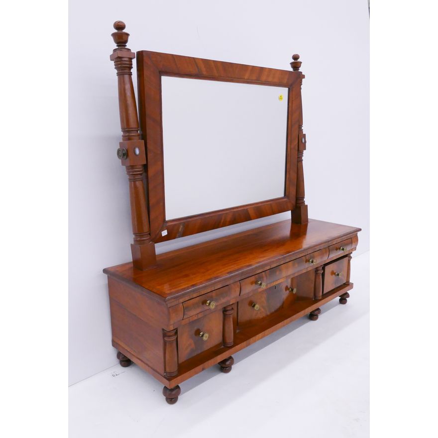 Antique Mahogany Dresser Top Vanity Chest with Mirror- 32x32x10''