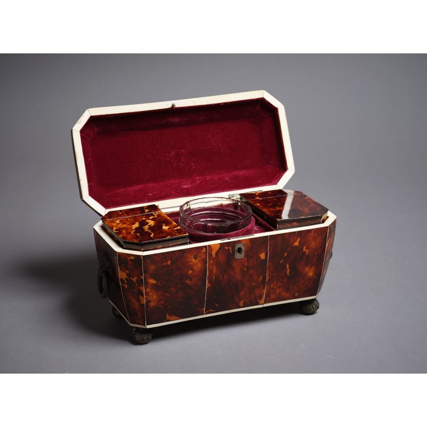 Regency period tortoise shell tea caddy