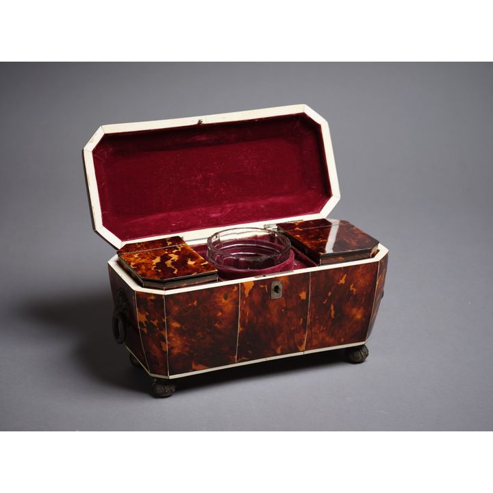 Regency period tortoise shell tea caddy