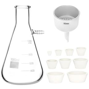QWORK 1000ML BUCHNER FUNNEL KIT FILTER FLASK SET, 1L VACUUM FLASK 80MM FUNNEL, BOROSILICATE GLASS HEAVY WALL FILTERING FLASK
