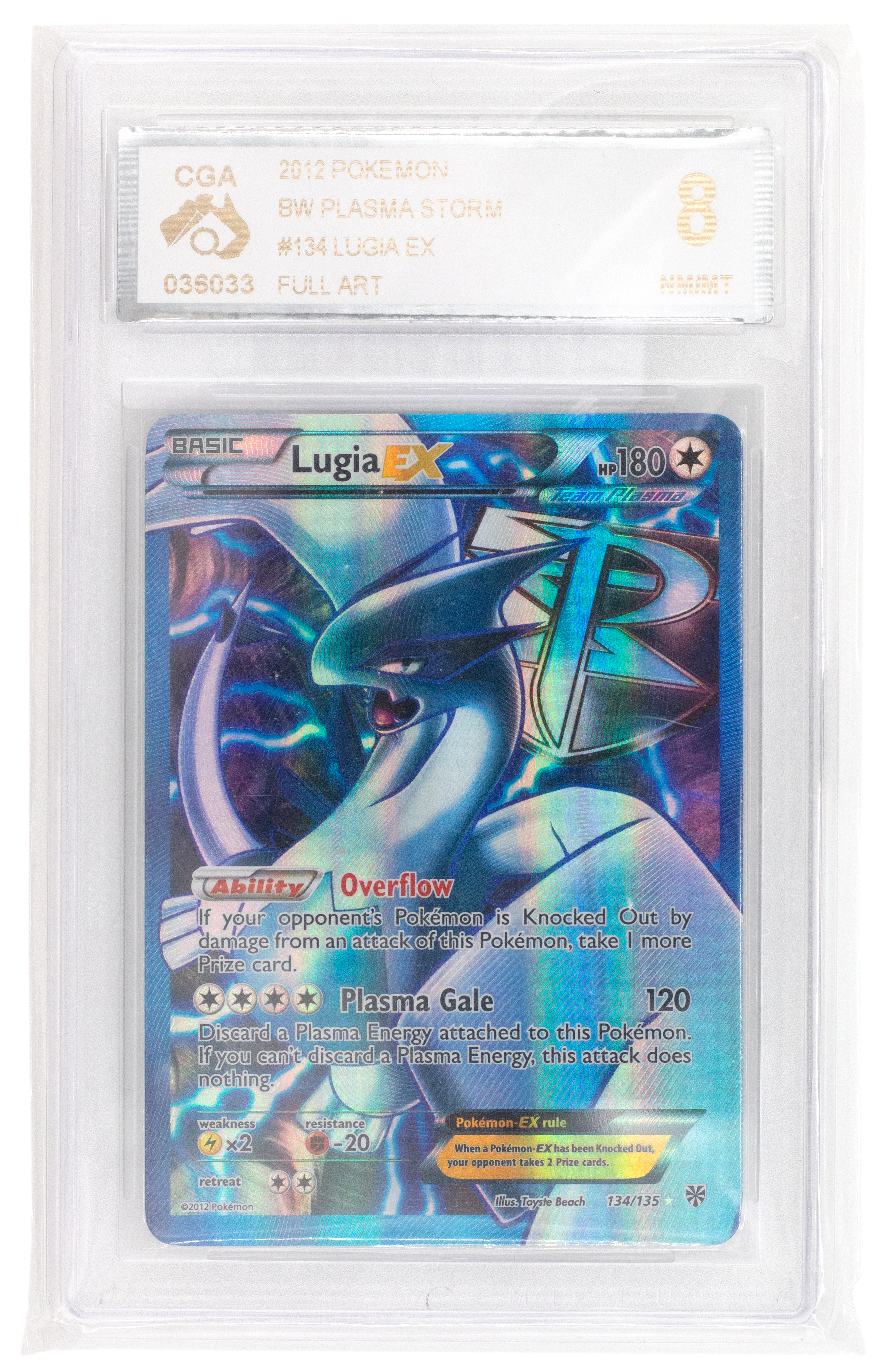 380 · Pokemon, Lugia EX, 2012, CGA 8, Near Mint/Mint