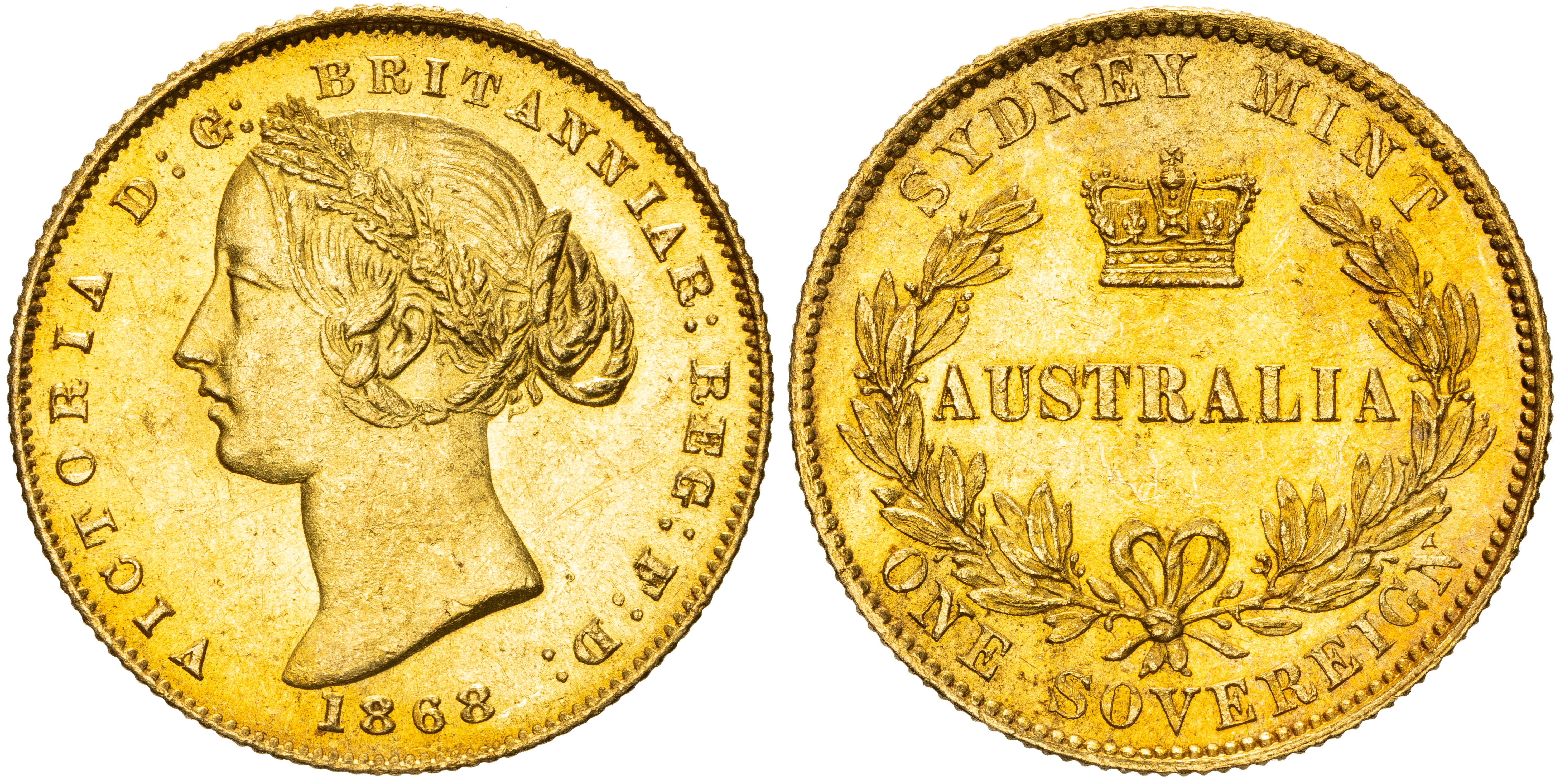 Victoria, Sovereign, 1868, aUNC