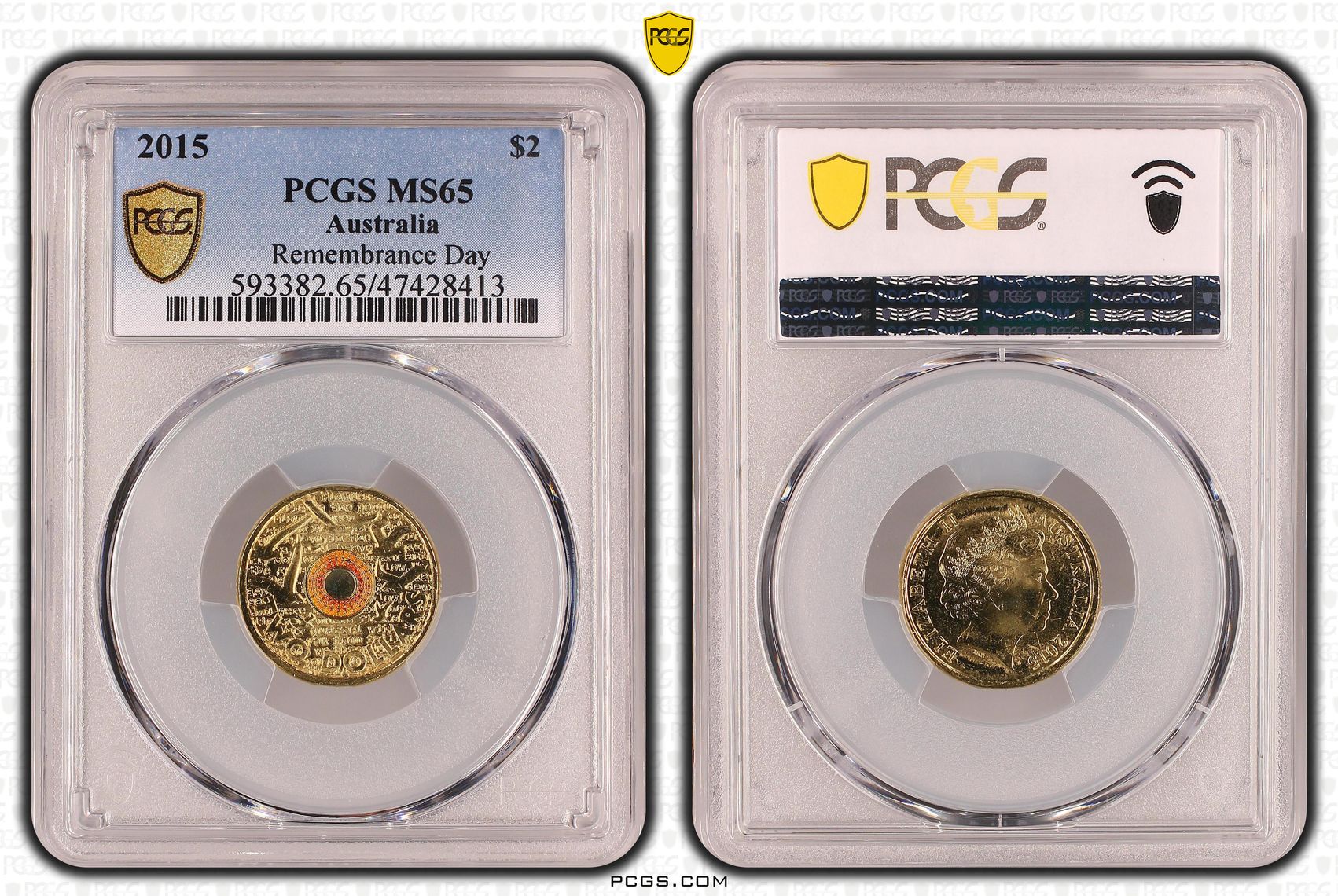 Elizabeth II, Remembrance Day-In Flanders Fields, Two Dollar, 2015, PCGS MS65