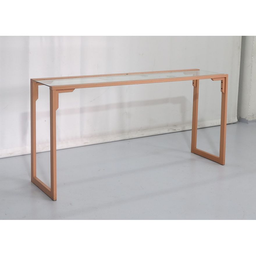 GLASS TOP STEEL CONSOLE TABLE