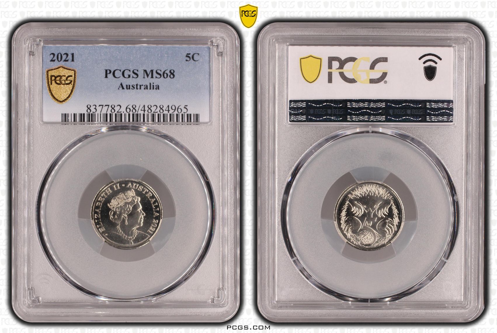 122 · Elizabeth II, Five Cent, 2021, PCGS MS68