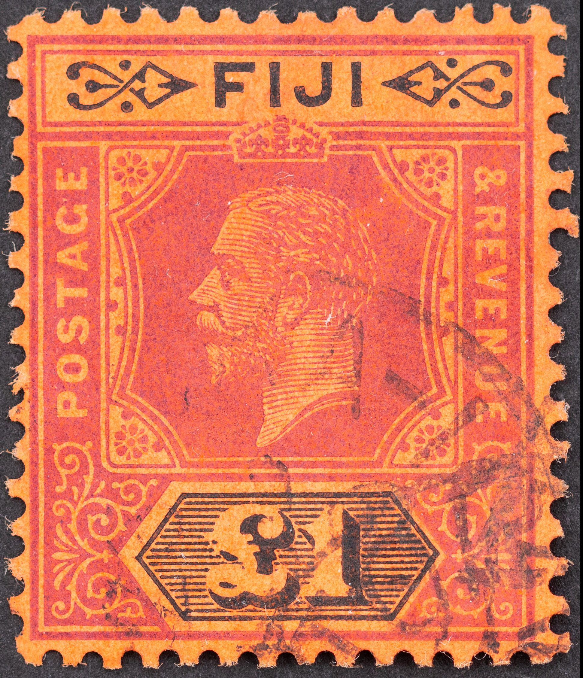 Fiji, Edward VII, One Pound, Purple & Black, 1914, FU