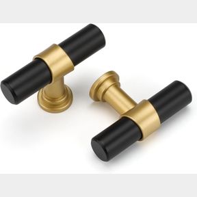 T-BAR KNOB HALIWU 10 PACK CABINET KNOBS, BLACK&GOLD CABINET KNOBS KITCHEN CABINET KNOBS DRESSER DRAWER KONBS, SINGLE HOLE KNOB T-B