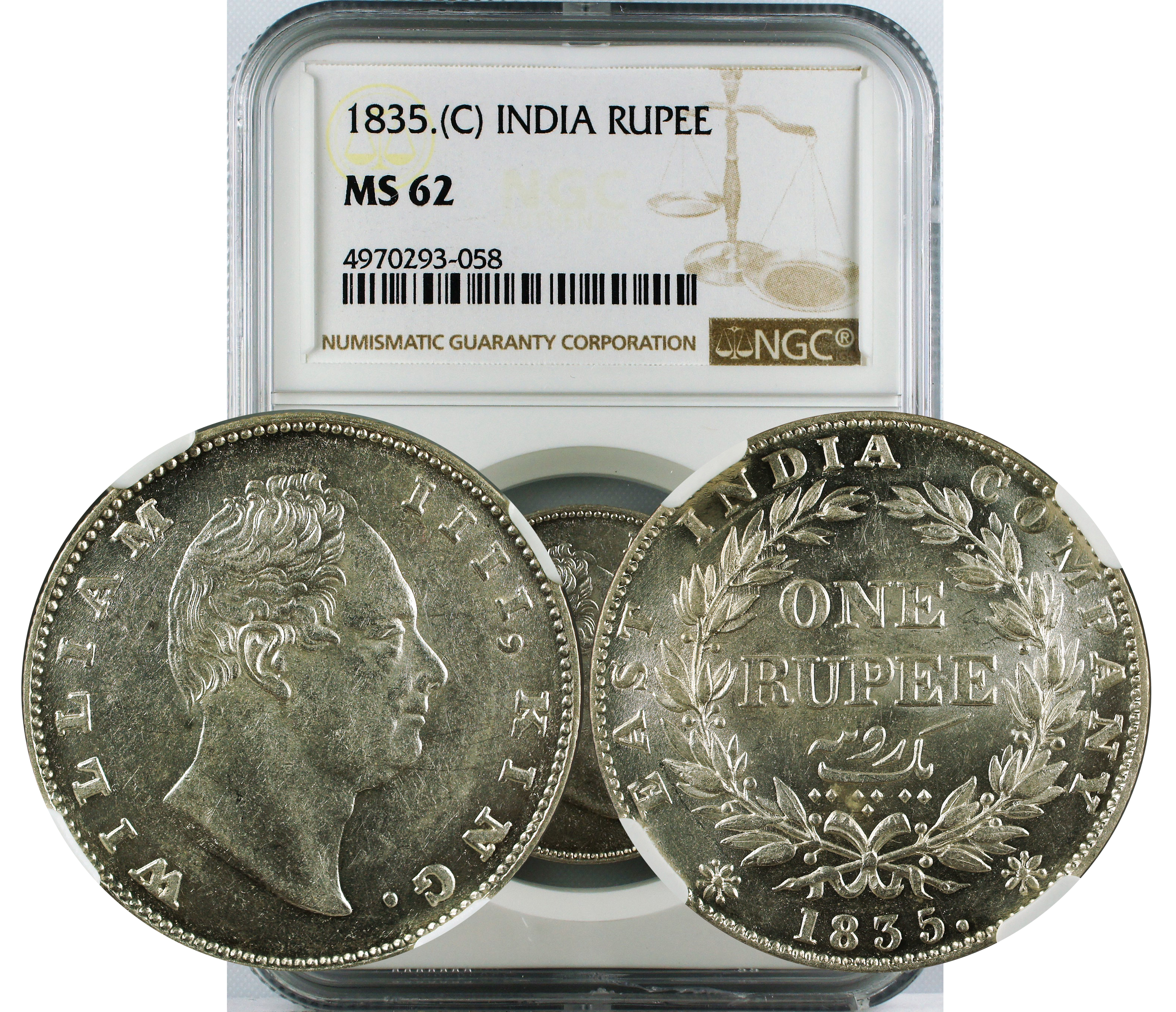 1835 C INDIA RUPEE MS62
