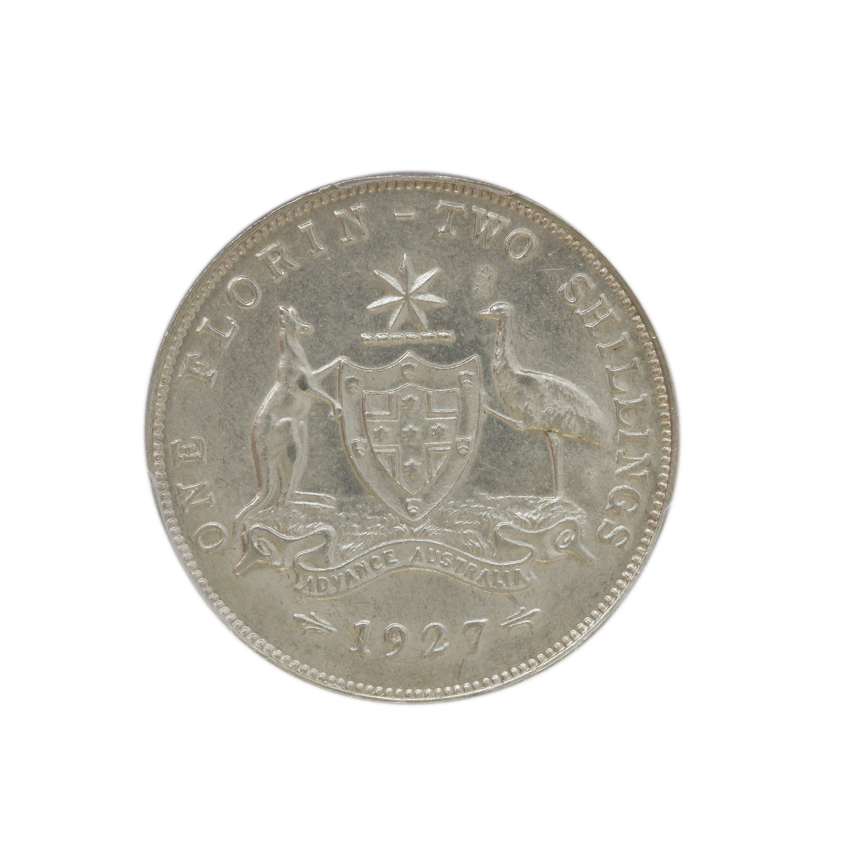 George V, Florin, 1927, MS 63