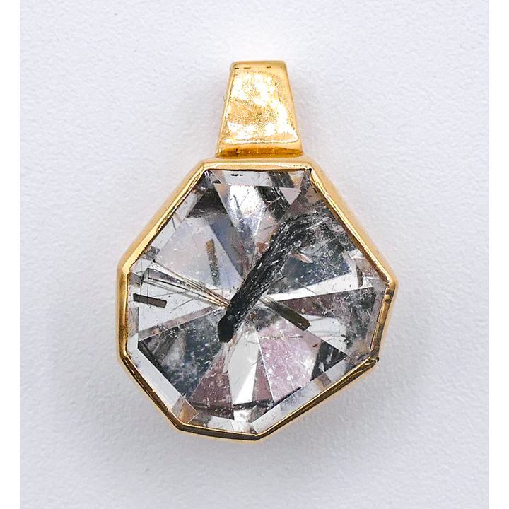 Modern 14k Rutilated Quartz Pendant 1'' - 6.7 Grams