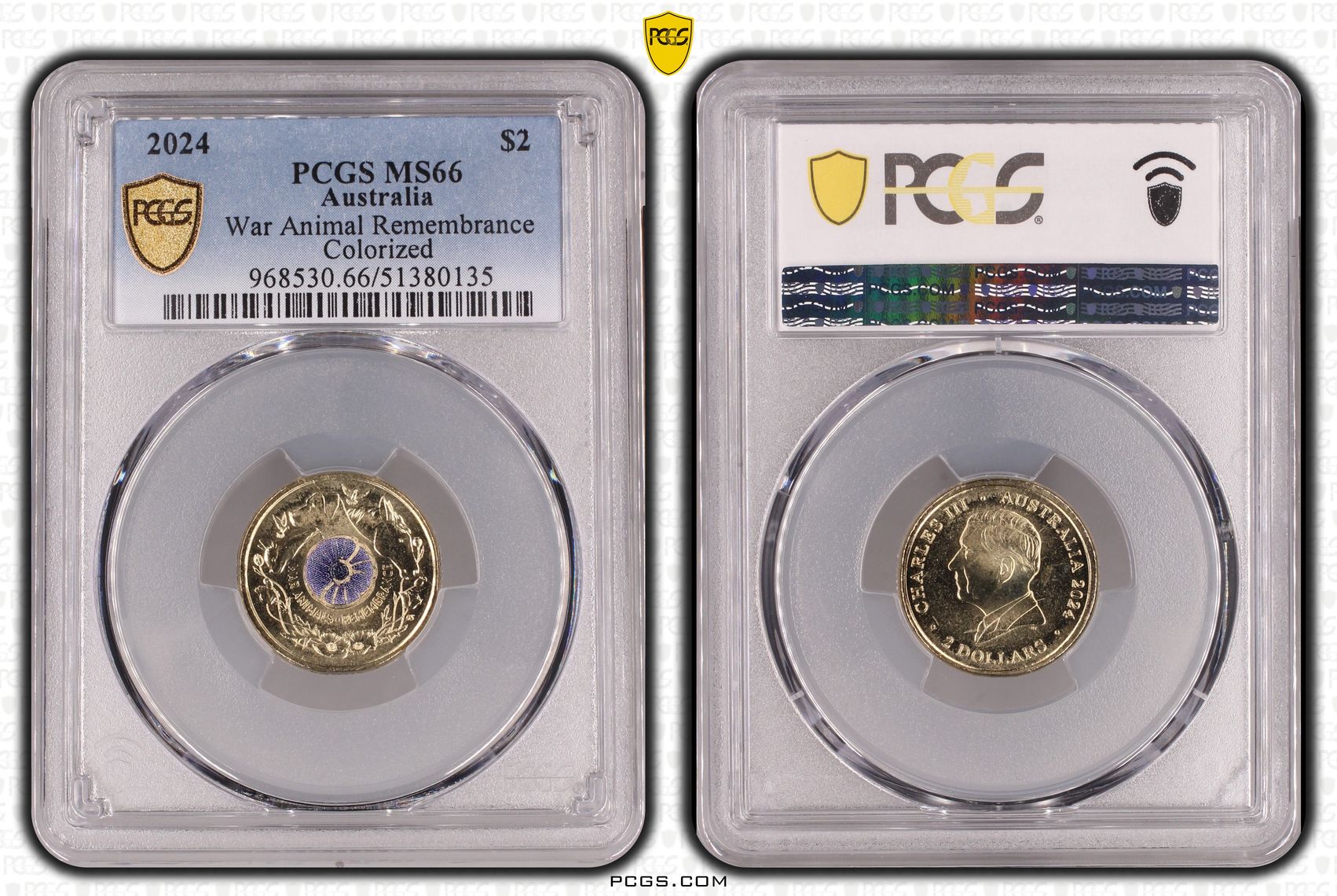 War Animal Remembrance Colorized, Two Dollar, 2024, PCGS MS66