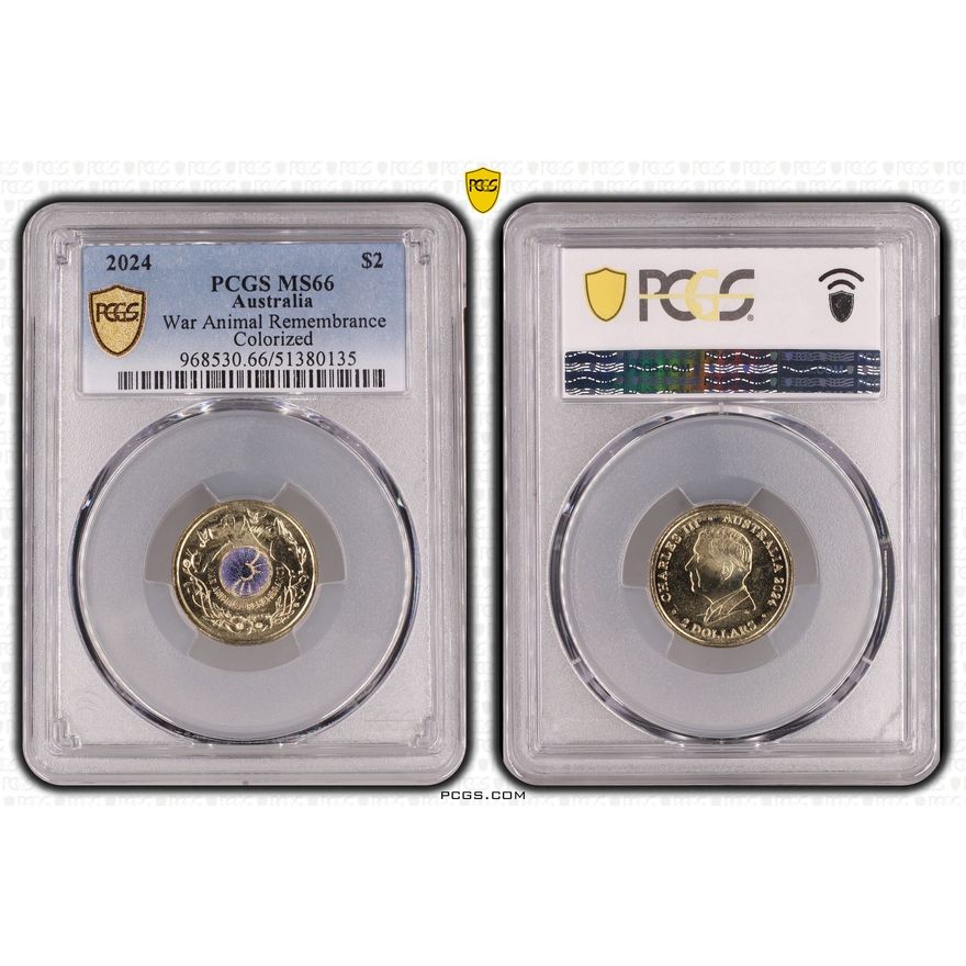 War Animal Remembrance Colorized, Two Dollar, 2024, PCGS MS66