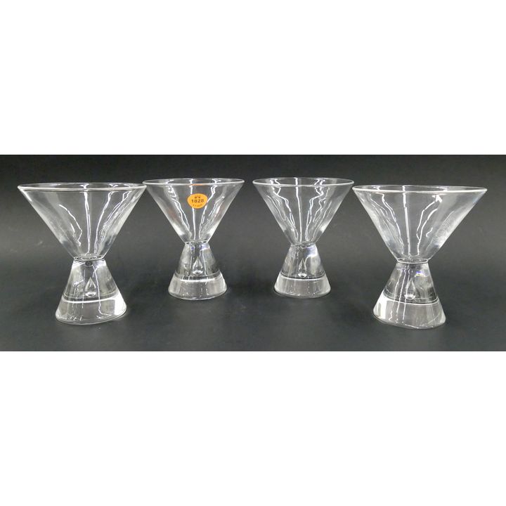 Set 4pc Steuben Crystal Teardrop Martini Glasses- 4''