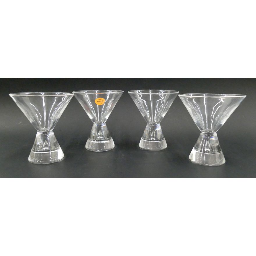 Set 4pc Steuben Crystal Teardrop Martini Glasses- 4''