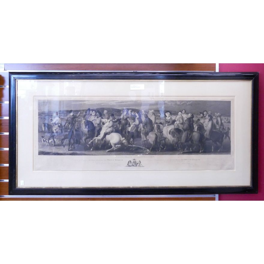 W.H. Worthington 'Pilgrimage to Canterbury' Antique Engraving- 23x48'' framed
