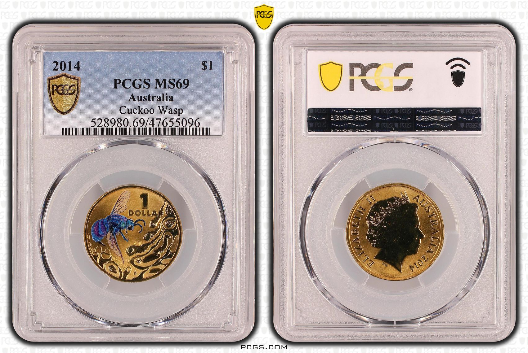 Elizabeth II, Cuckoo Wasp, One Dollar, 2014, PCGS MS69