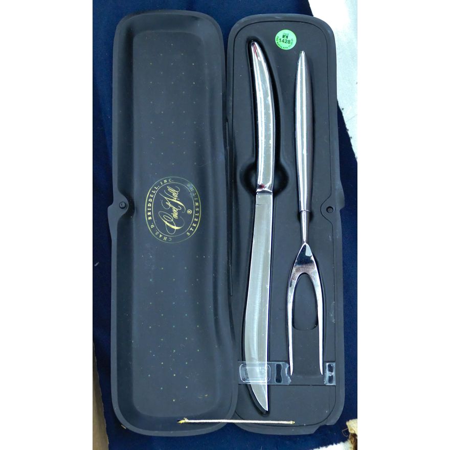 Mid Century Carvel Hall SS Carving Set in Case