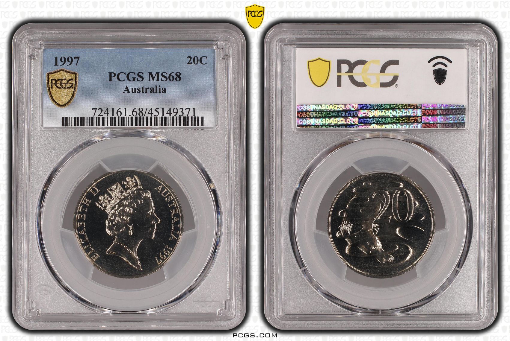Twenty Cent, 1997, PCGS MS 68