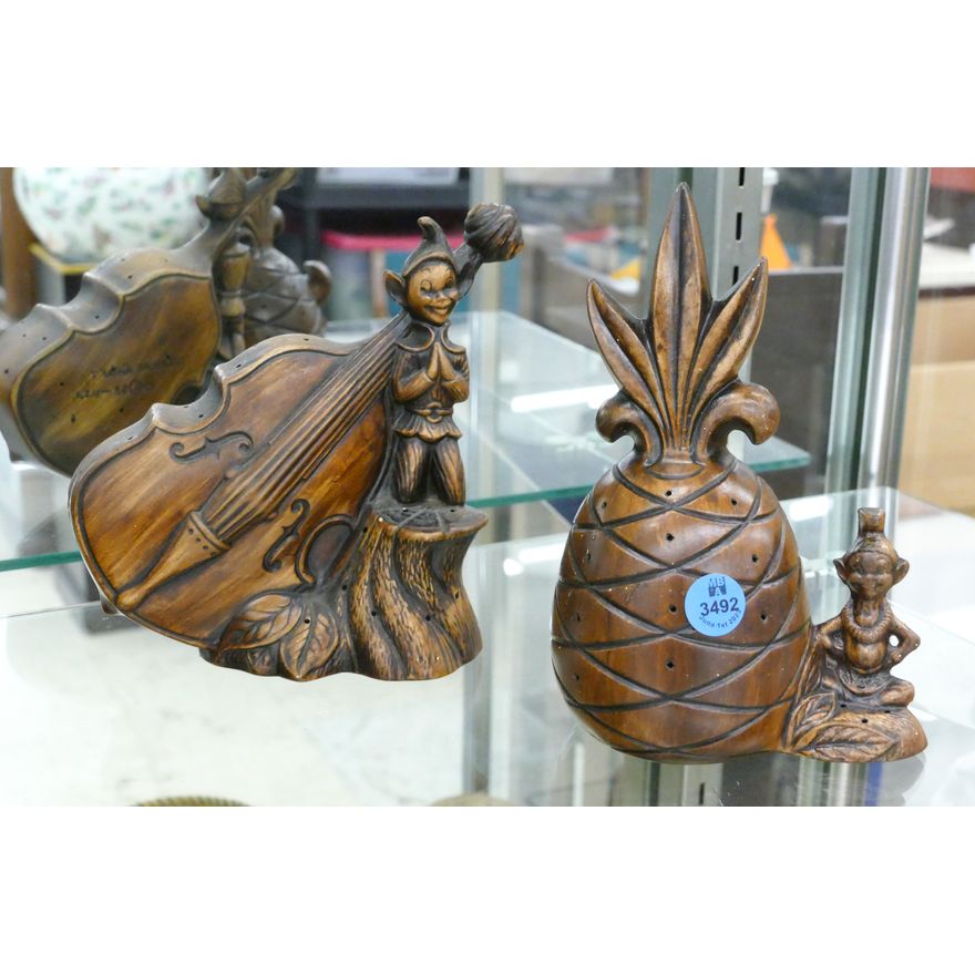 2pc Treasure Craft Pottery Appetizer Holders 7'' to 9''