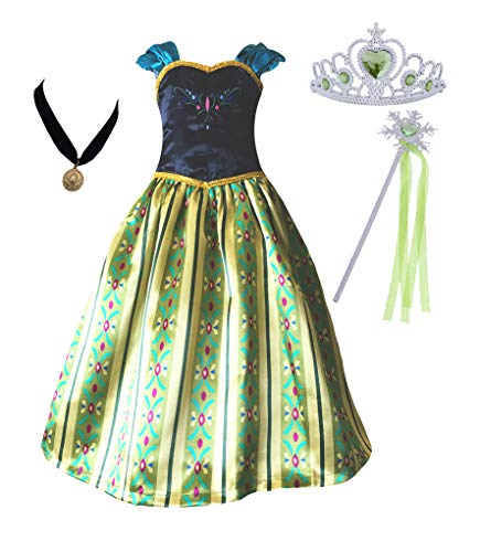 Cokos Box Girls Coronation Dress Princess Costume Necklace Tiara Wand Set 