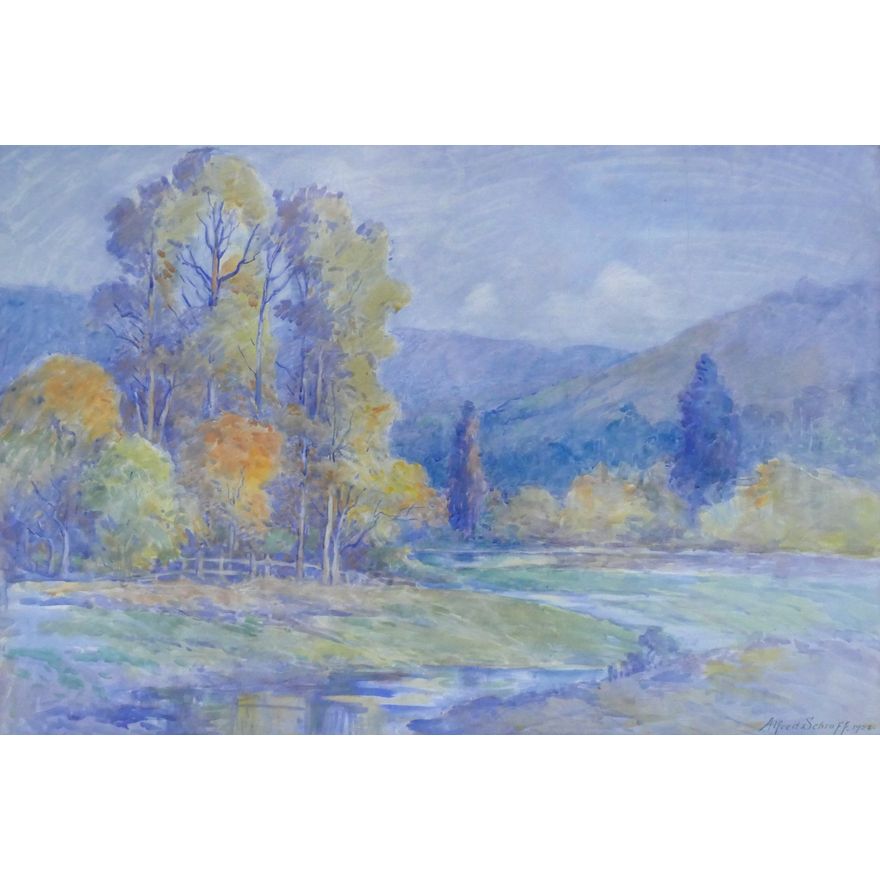 Alfred Schroff ''An Autumn Afternoon'' 1928 Watercolor