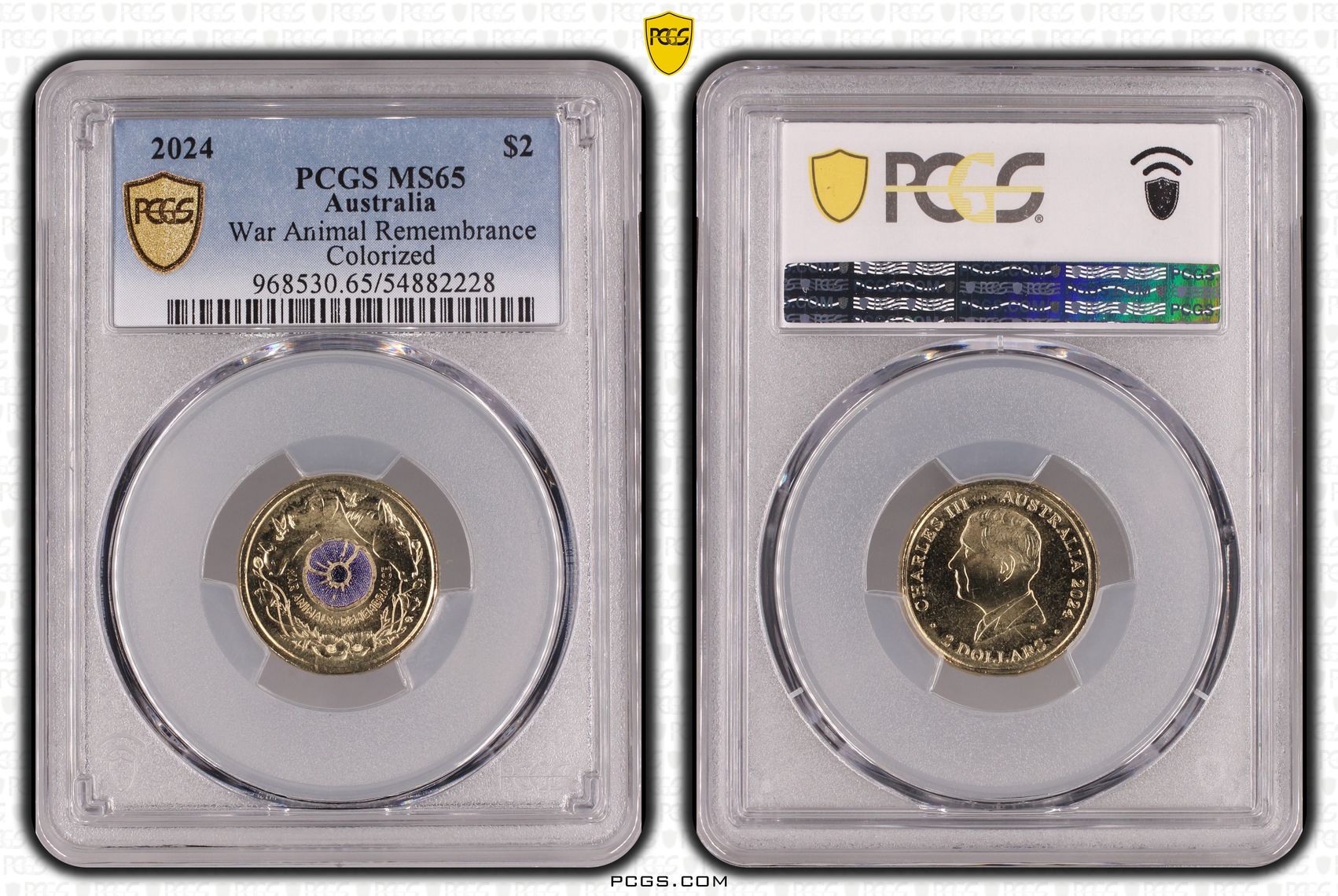 War Animal Remembrance Colorized, Two Dollar, 2024, PCGS MS65
