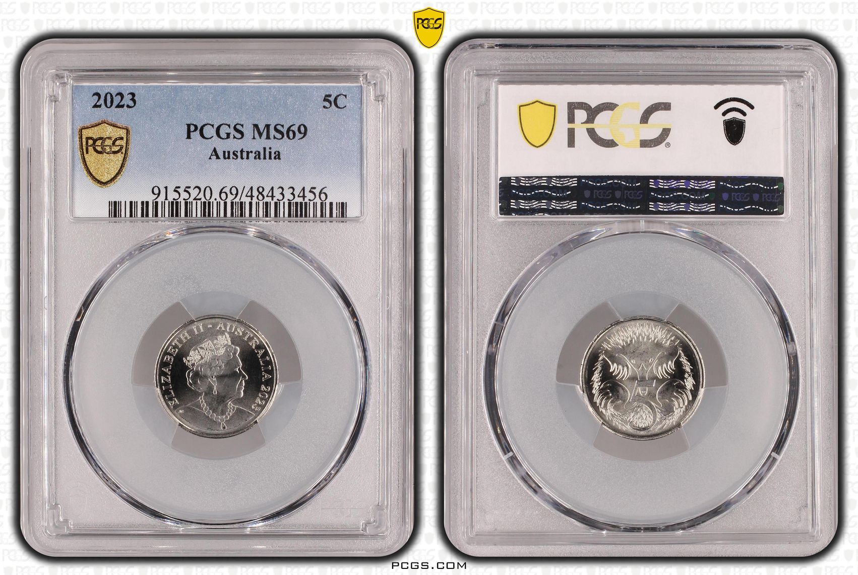 Elizabeth II, Five Cent, 2023, PCGS MS69