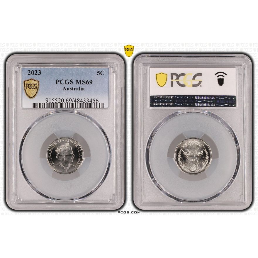 Elizabeth II, Five Cent, 2023, PCGS MS69