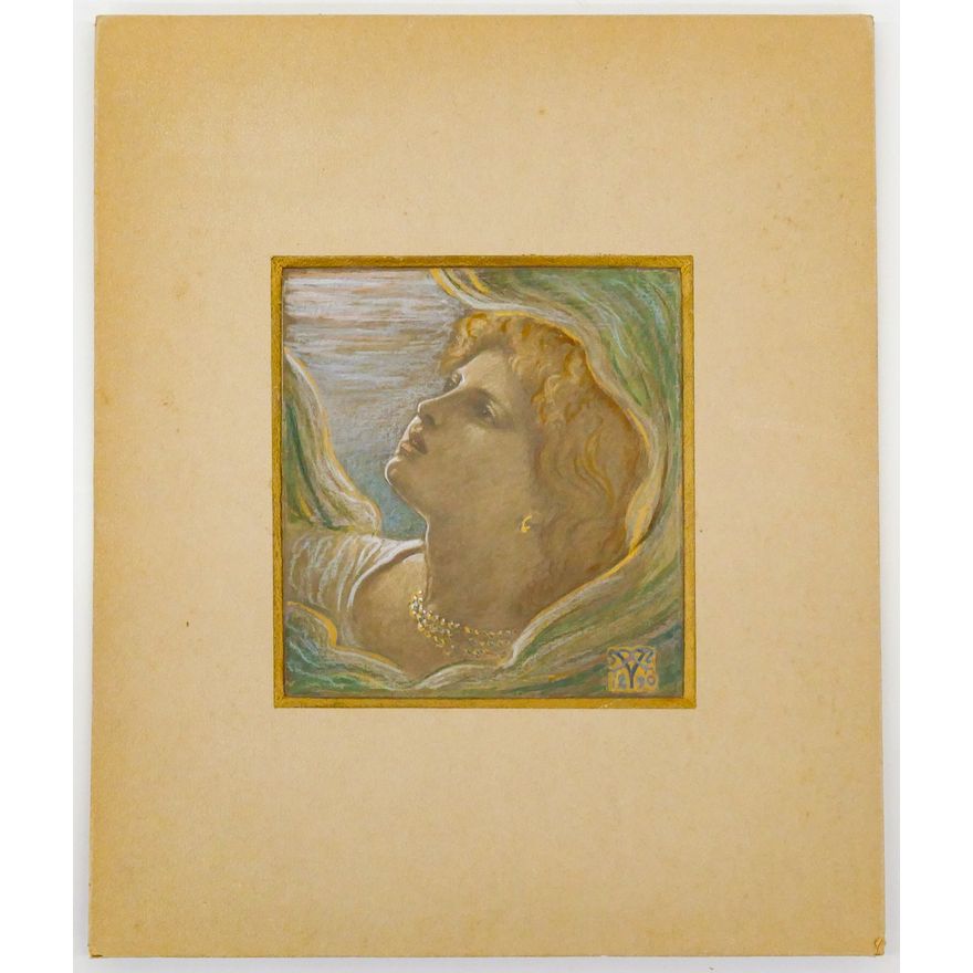 Antique Art Nouveau Beauty 1890 Mixed Media